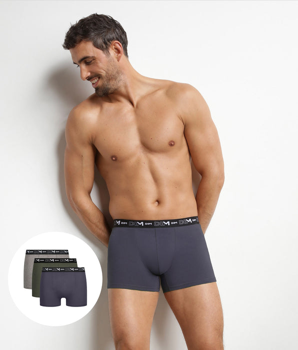 DIM Pacco da 3 boxer da uomo Terrien Dim Coton Stretch