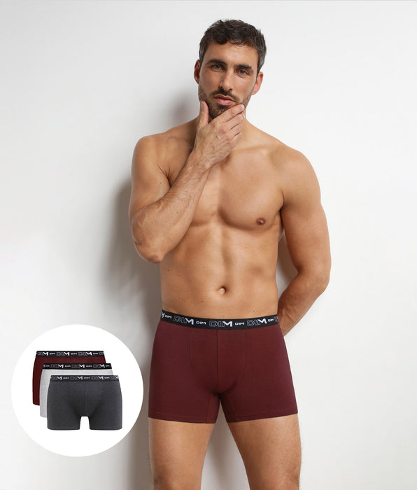 DIM Pacco da 3 boxer da uomo Cendre Dim Coton Stretch