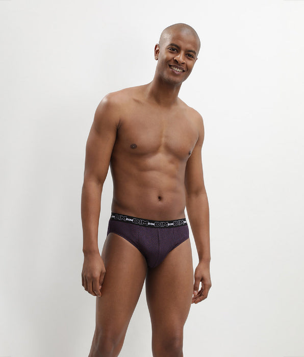 DIM Pacco da 3 slip da uomo in cotone nero a pois Dim Coton Print