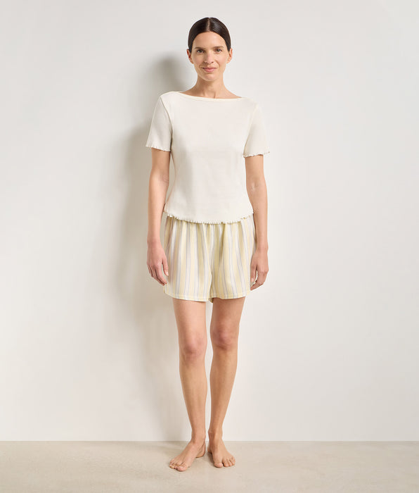DIM Short pigiama in twill a righe giallo pallido Slow Days Fresh Vibes