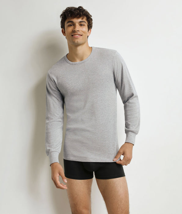 DIM T-shirt Dim termica da uomo in cotone grigio screziato.