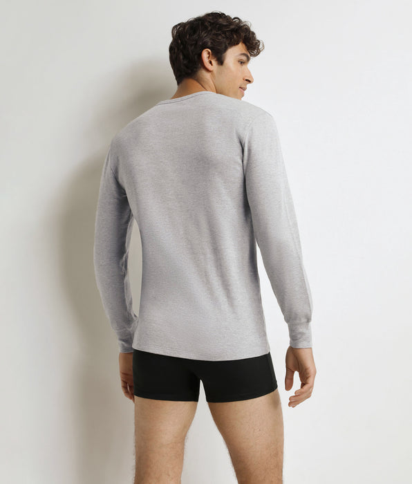 DIM T-shirt Dim termica da uomo in cotone grigio screziato.