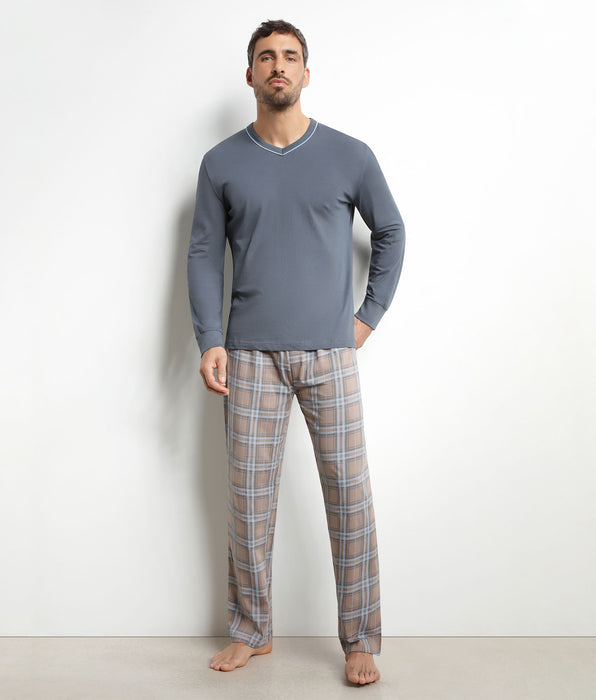 DIM Pigiama da uomo pantalone in jersey grigio a quadri Dim Nightwear