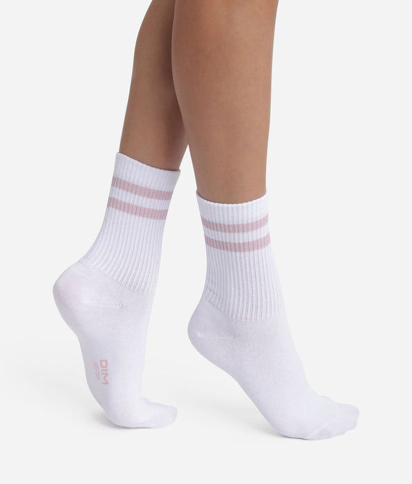 DIM Calzini in cotone a coste Bianco e lurex Rosa Dim Mode