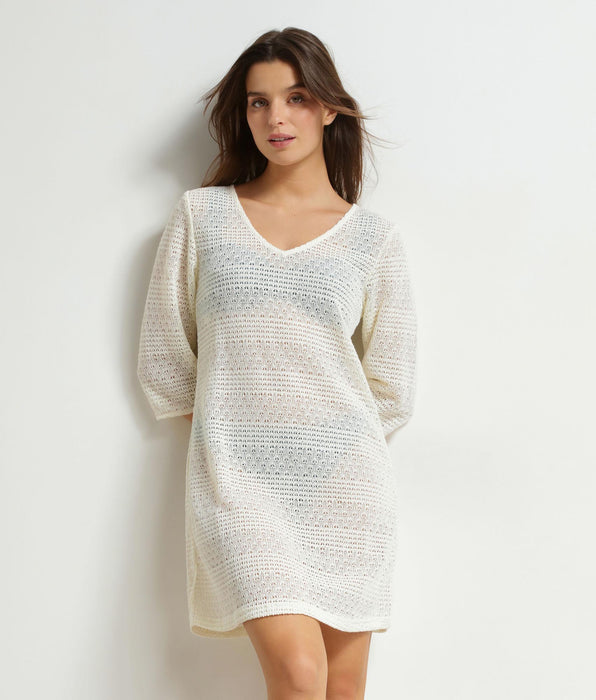 DIM Abito da spiaggia da donna in maglia Ecru Dim
