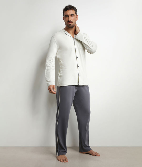 DIM Completo pigiama da uomo con pantaloni e camicia in jersey grigio scuro Dim Nightwear