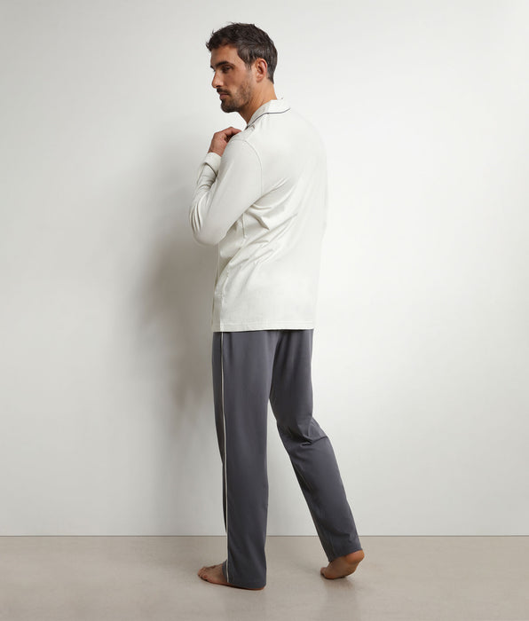 DIM Completo pigiama da uomo con pantaloni e camicia in jersey grigio scuro Dim Nightwear