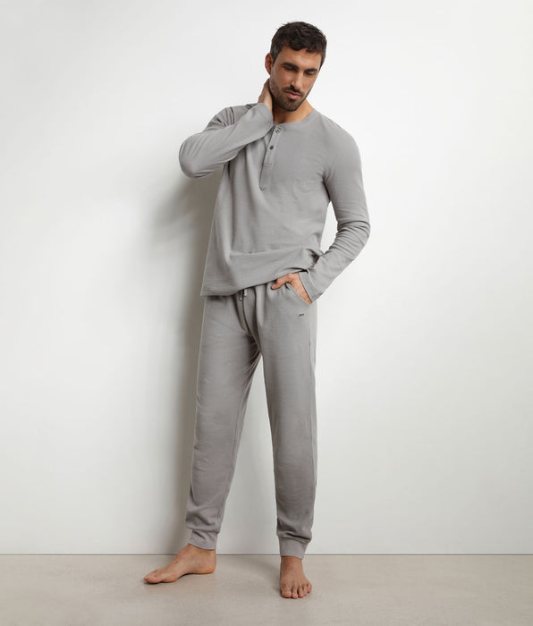 DIM Pigiama con pantaloni e collo serafino in jersey grigio Dim Nightwear