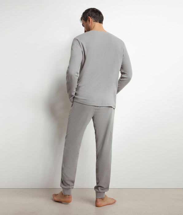 DIM Pigiama con pantaloni e collo serafino in jersey grigio Dim Nightwear