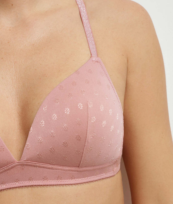 DIM Reggiseno triangolo imbottito senza ferretto in microfibra rosa floreale – Cosy Time
