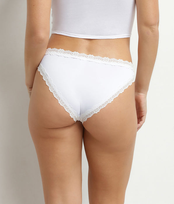 DIM Slip da donna invisibile in microfibra e pizzo bianco Dim
