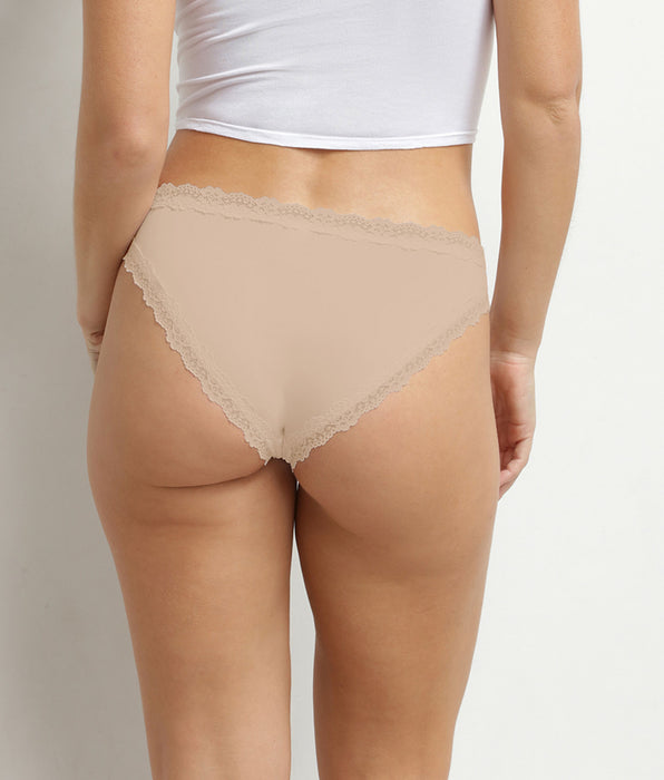 DIM Slip da donna invisibili in microfibra e pizzo Nude Dim