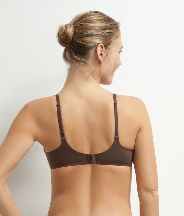 DIM Reggiseno imbottito senza ferretto in microfibra marrone Dim Invisible