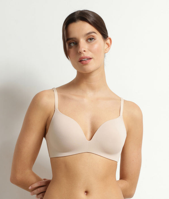 DIM Reggiseno imbottito senza ferretto in microfibra Nude Dim Invisible