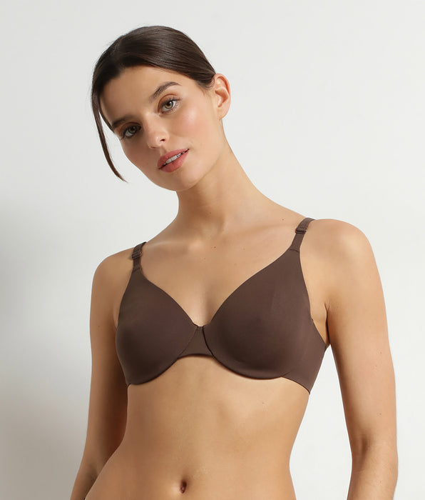 DIM Reggiseno con ferretto in microfibra Marrone Dim Invisible