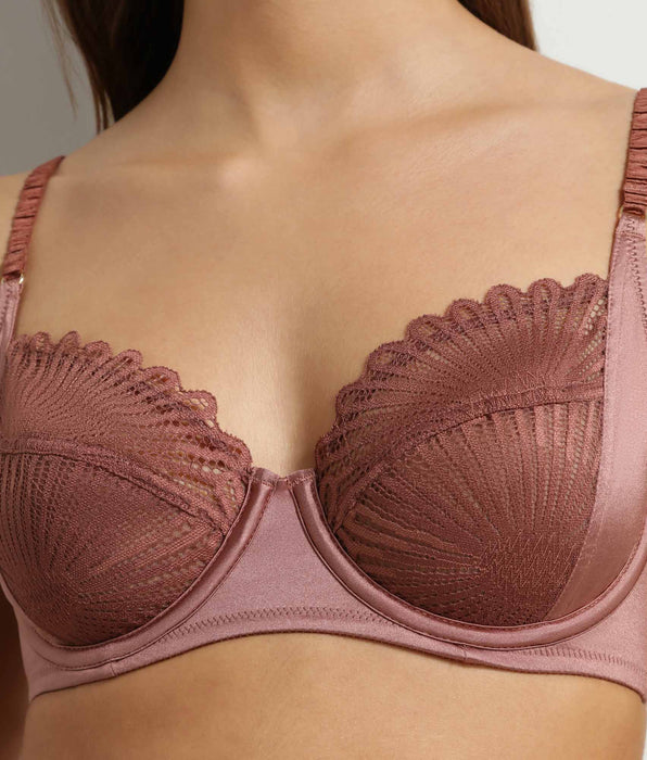 DIM Reggiseno a coppa intera con ferretto in pizzo Marrone Chocolove