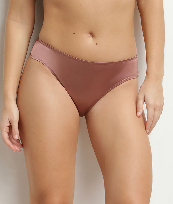 DIM Slip da donna in raso e pizzo floreale Marron Chocolove
