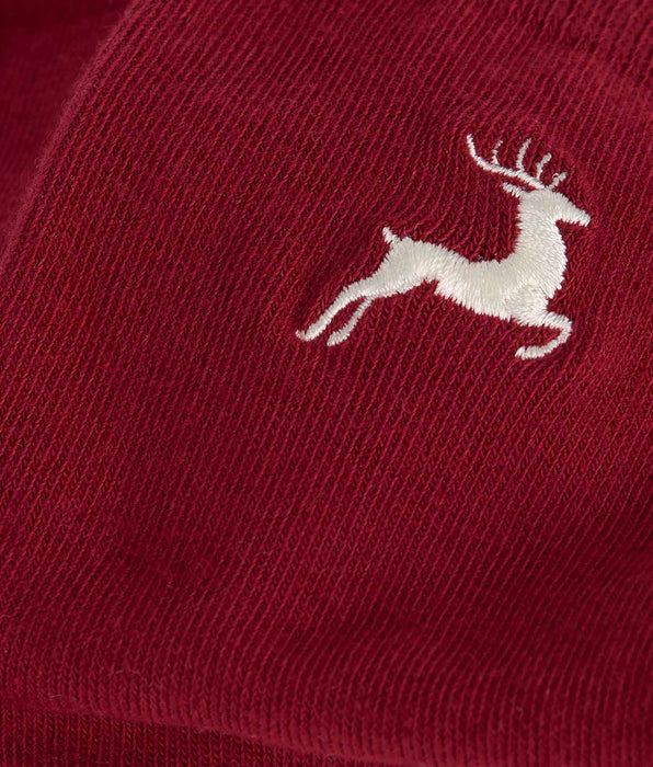 DIM Calze uomo a mezza gamba rosso scuro con motivo renna Coton Fancy
