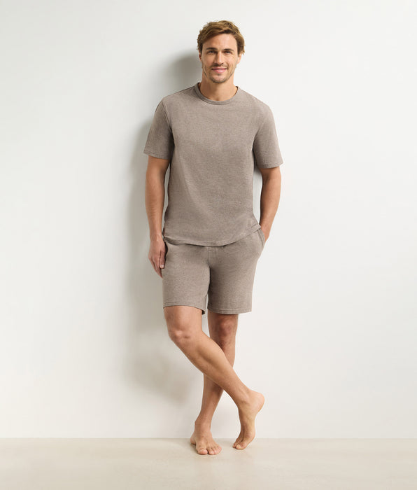 DIM Set pigiama corto uomo marrone mélange Dim Jersey Elastane