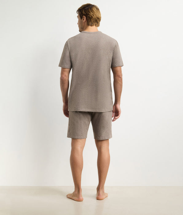 DIM Set pigiama corto uomo marrone mélange Dim Jersey Elastane