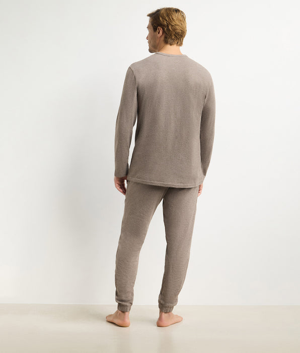 DIM Set pigiama con pantaloni da uomo marrone mélange Dim Jersey Elastane