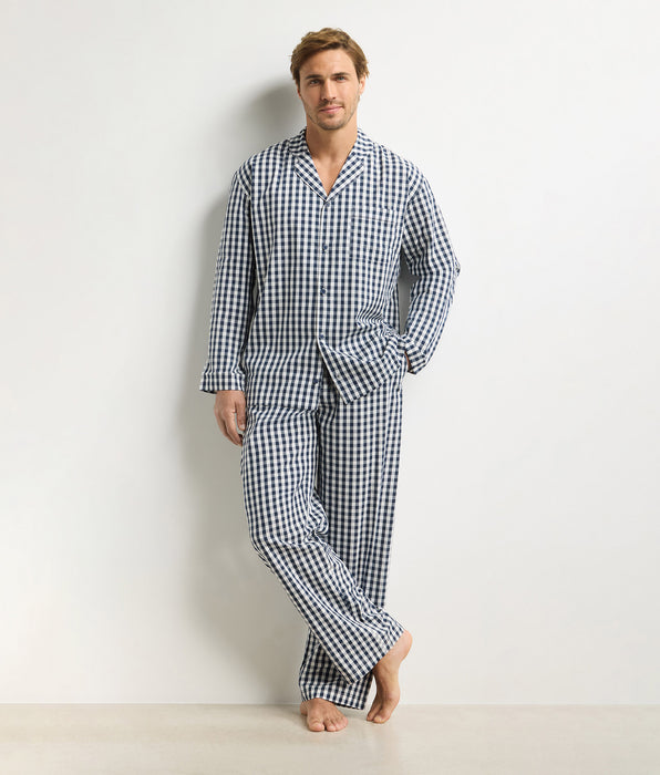 DIM Set pigiama uomo con pantalone vichy blu Dim Woven