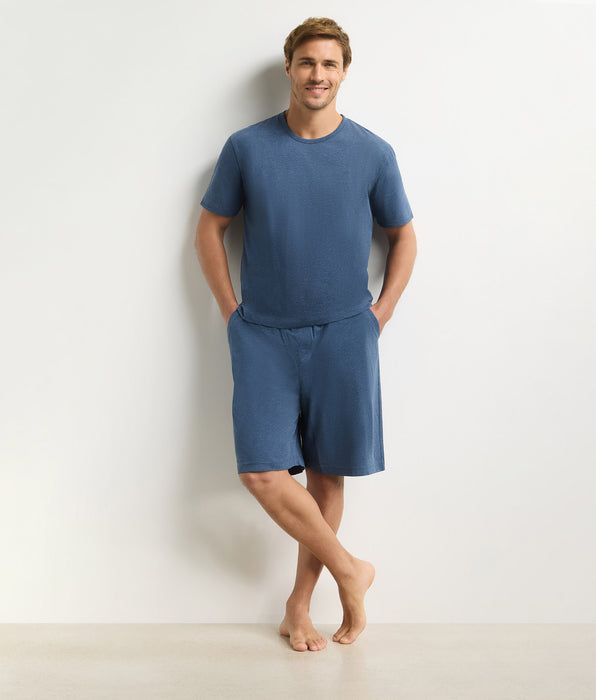 DIM Completo pigiama uomo con short in jersey Dim blu mélange