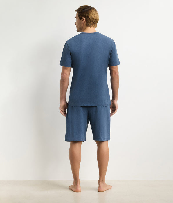 DIM Completo pigiama uomo con short in jersey Dim blu mélange