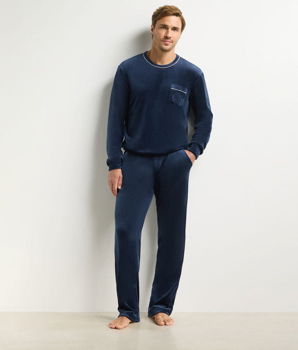 DIM Maglia uomo a maniche lunghe girocollo blu navy Dim Chenille