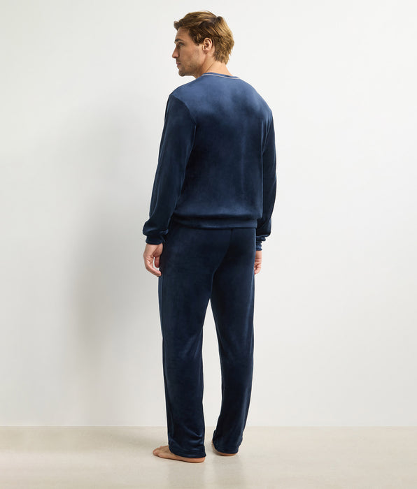 DIM Maglia uomo a maniche lunghe girocollo blu navy Dim Chenille