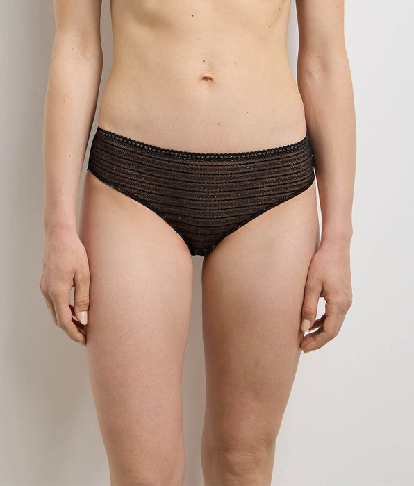 DIM Slip in pizzo nero a righe Holiday