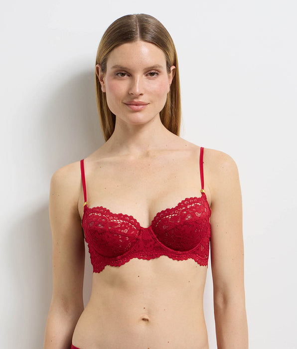 DIM Reggiseno a balconcino con ferretto in pizzo rosso Burning Eclat