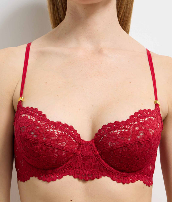 DIM Reggiseno a balconcino con ferretto in pizzo rosso Burning Eclat