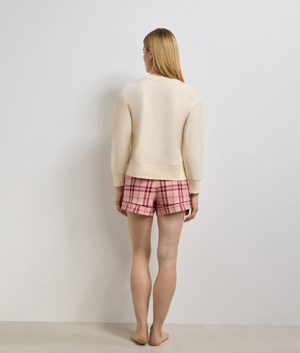 DIM Short da donna in flanella rosso rosa Cozy Christmas